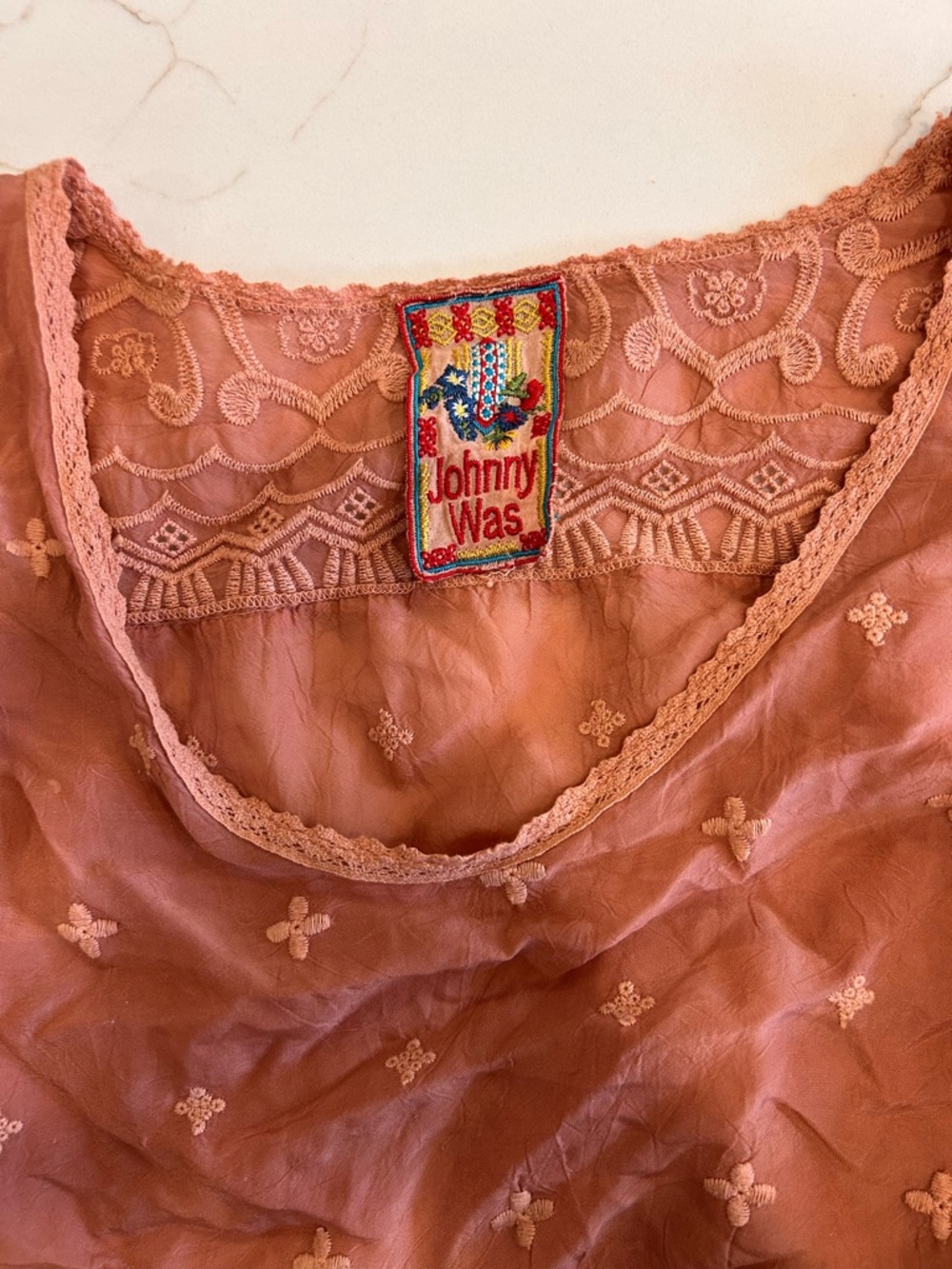 Johnny Was Dusty Rose Embroidered Lace Tunic - Picture 2 of 5